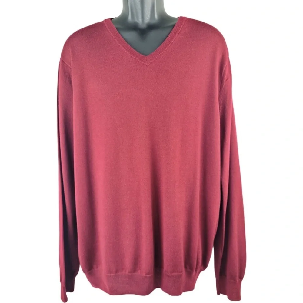 ✅ J.Crew men’s 100% merino wool v-neck pullover sweater red color size XL
